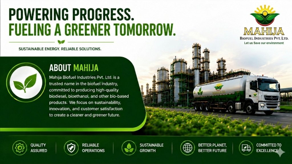 About Mahija Biofuel Industries - Powering Progress, Fueling a Greener Tomorrow